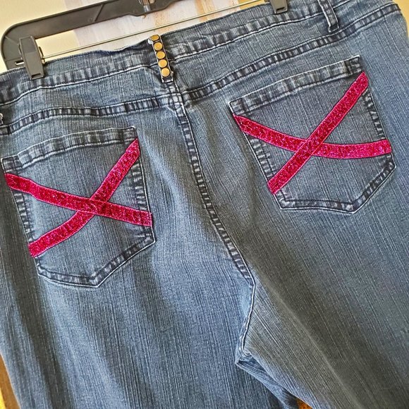 Destiny Platinum Women's Blue/Black Capri Jeans Pants SZ 22 - Picture 6 of 8